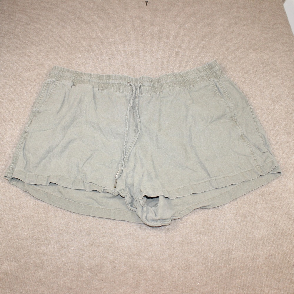 Gap Womens XXL Olive Green Linen Blend Elastic Waist Drawstring Shorts